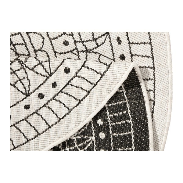 Porto fekete-krémszínű kültéri szőnyeg, ø 200 cm - NORTHRUGS-image-3