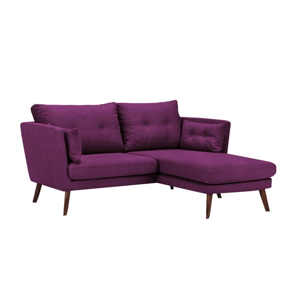 Elena lila háromszemélyes kanapé, jobb oldali fekvőfotellel - Mazzini Sofas