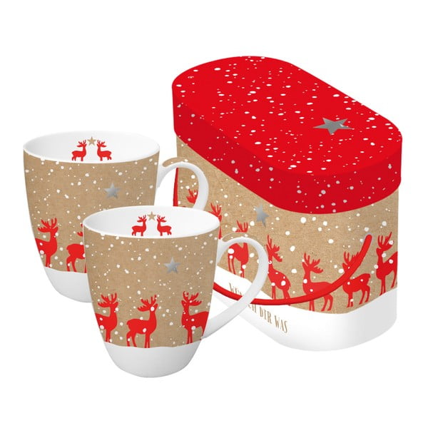 Make a Wish 2 részes porcelán bögre szett karácsonyi motívummal, díszdobozban, 350 ml - PPD