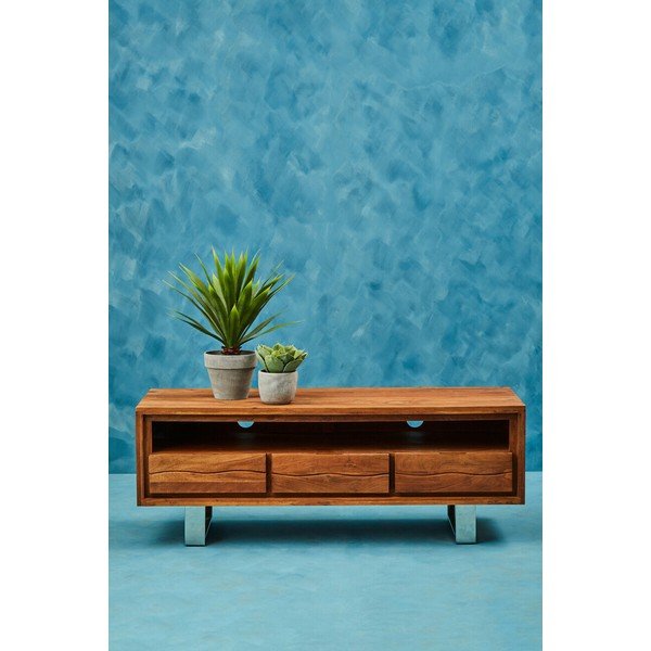 Sötét natúr színű akácfa TV-állvány 140x52x50 cm Simla – Premier Housewares-image-1
