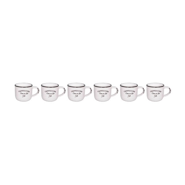 Cappuccino 6 darabos fehér kerámia csészeszett - Antic Line