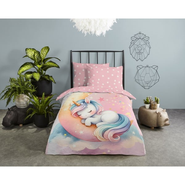 Rózsaszín egyszemélyes pamut gyerek ágyneműhuzat 140x200 cm Molly – Good Morning-image-1