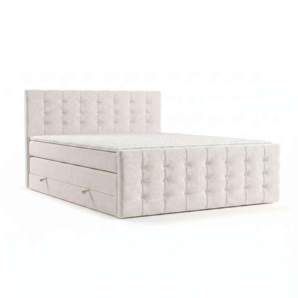 Krémszínű ágyneműtartós boxspring ágy 200x200 cm Blend – Maison de Rêve