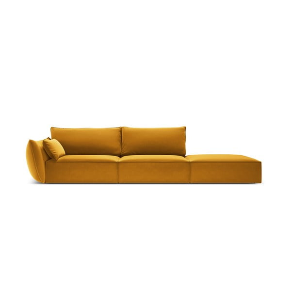 Mustársárga bársony kanapé, bal oldali 264 cm Vanda – Mazzini Sofas
