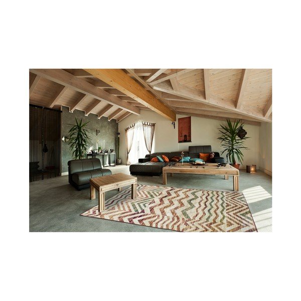 Belga Zig Zag bézs viszkóz szőnyeg, 70 x 220 cm - Universal-image-2