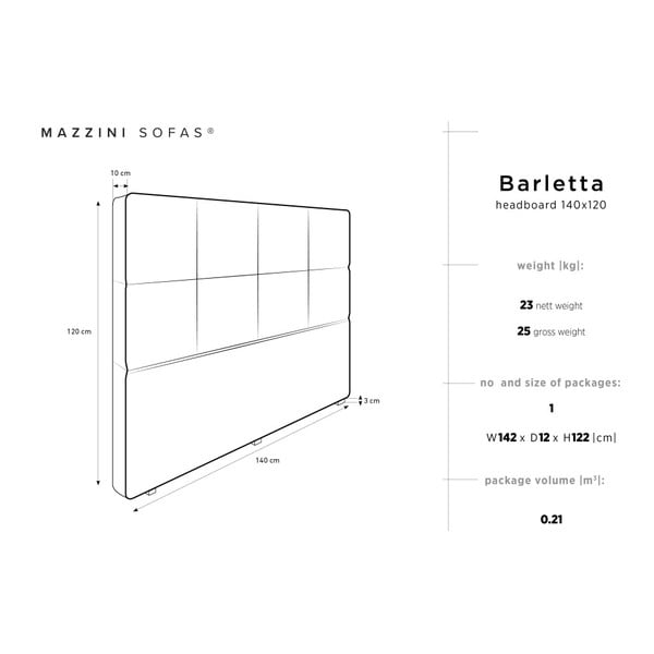 Barletta krémszínű ágytámla, 140 x 120 cm - Mazzini Sofas-image-4