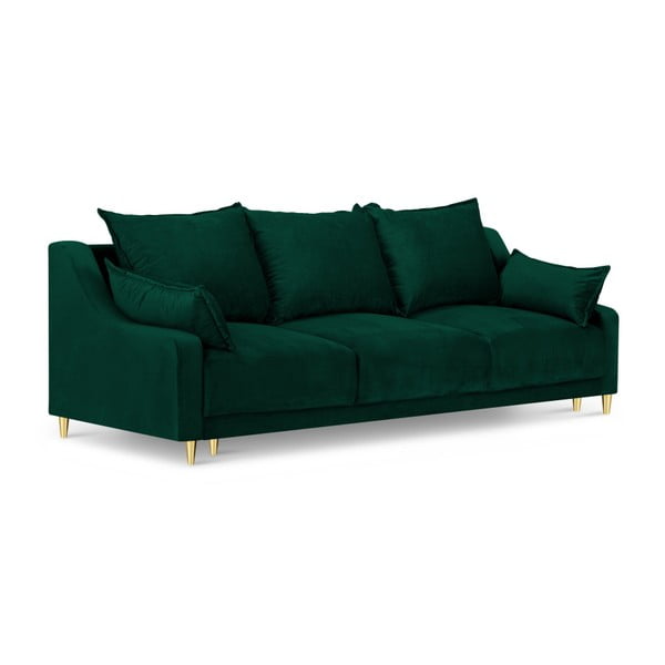 Pansy zöld kinyitható kanapé tárolóhellyel, 215 cm - Mazzini Sofas