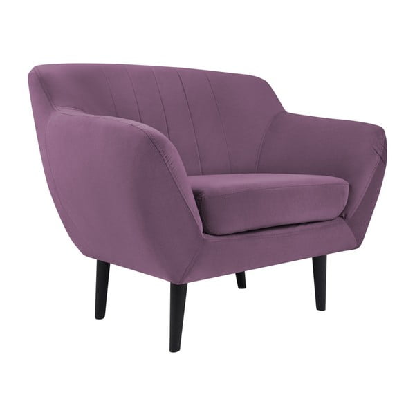 Toscane lila fotel, fekete lábakkal - Mazzini Sofas-image-1