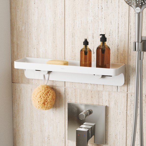 Fehér öntapadós újrahasznosított műanyag fürdőszobai polc Flex Adhesive – Umbra-image-3