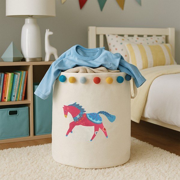 Fehér textil játéktároló kosár ø 38x48 cm Mimo Eclectic Horse – Premier Housewares-image-2