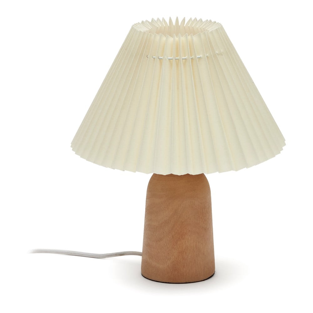 Bézs-natúr színű kaucsukfa asztali lámpa textil búrával (magasság 33 cm) Benicarlo – Kave Home