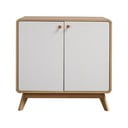 Fehér-natúr színű alacsony komód tölgyfa dekorral 75x75 cm Cassie - Støraa