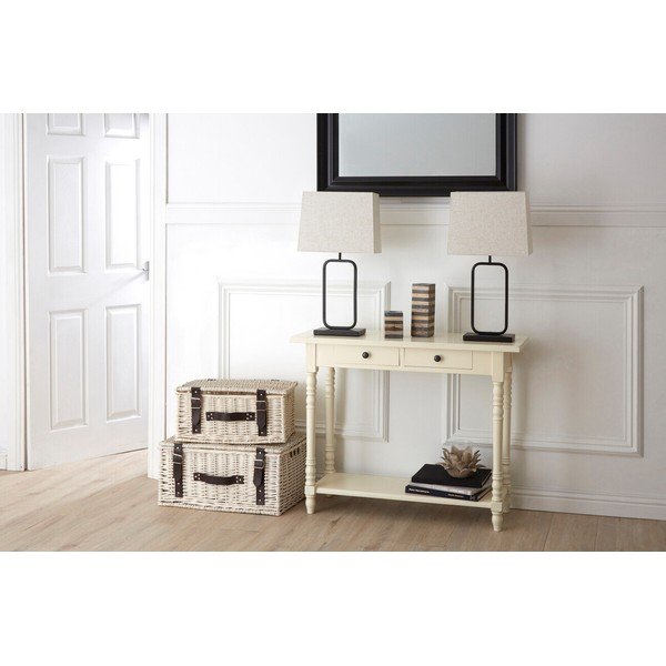 Elefántcsont színű borovi fenyő konzolasztal 35x96 cm Heritage – Premier Housewares-image-2