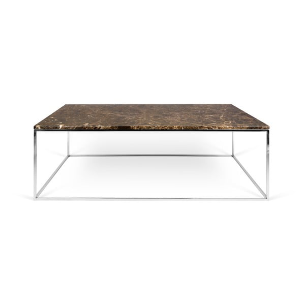 Gleam barna márvány dohányzóasztal krómozott lábakkal, 75 x 120 cm - TemaHome