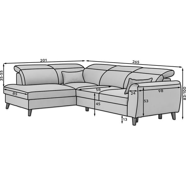 Bézs bársony kinyitható-tárolóhelyes sarokkanapé (jobb oldali-L alakú) Noble – ELTAP-image-3