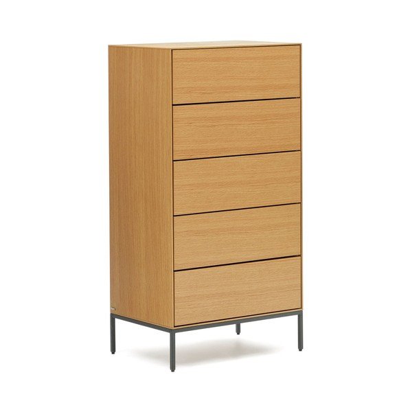 Natúr színű magas komód tölgyfa dekorral 60x114 cm Vedrana – Kave Home-image-2