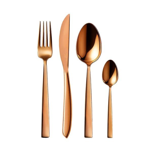 Rézszínű rozsdamentes acél evőeszköz készlet 24 db-os Copper – Orion