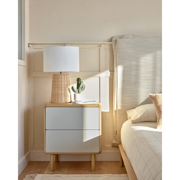 Szürke-natúr színű éjjeliszekrény Anielle – Kave Home-image-1