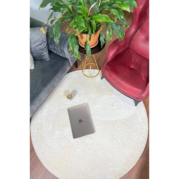 Fehér mosható kerek szőnyeg ø 100 cm Pelush White – Mila Home-image-1