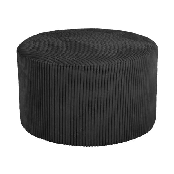 Glam fekete kordbársony puff, ⌀ 52 cm - Leitmotiv