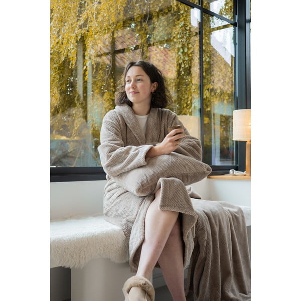 Szürkésbarna mikroplüss fürdőköpeny L/XL Pippa – Tiseco Home Studio-image-1