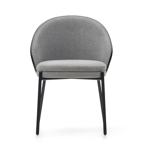 Fekete-szürke kárpitozott étkezőfotel Eamy – Kave Home-image-2