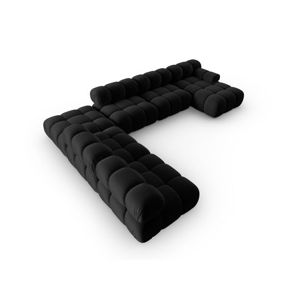 Fekete bársony kanapé 379 cm Bellis – Micadoni Home-image-4