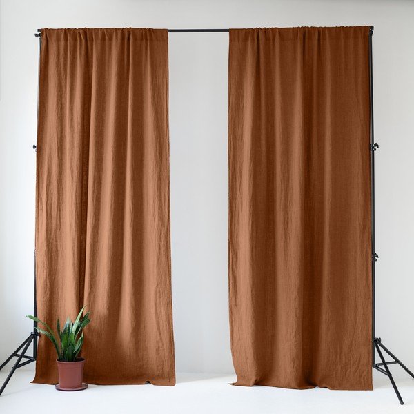 Barna len függöny 140x300 cm Hazelnut – Linen Tales