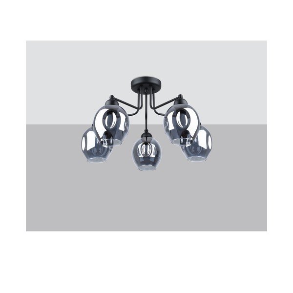 Fekete mennyezeti lámpa üveg búrával 59x59 cm Garten – Sollux-image-2