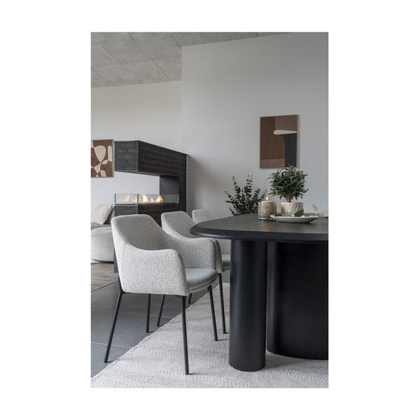 Fehér kárpitozott karfás étkezőfotel Melilla – House Nordic-image-2