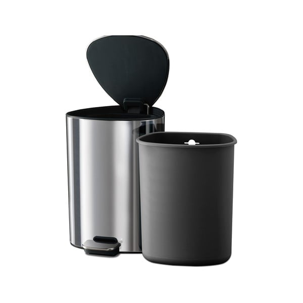 Ezüstszínű műanyag pedálos szemetes 5 l Luxe – Joseph Joseph-image-3