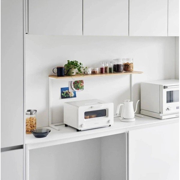 Fehér-natúr színű fa kiegészítő polc 28,5x8,5 cm Tower – YAMAZAKI-image-1