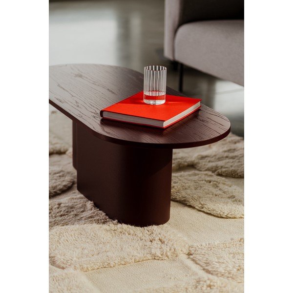 Borvörös dohányzóasztal tölgyfa dekoros asztallappal 50x115 cm Looi – noo.ma-image-4