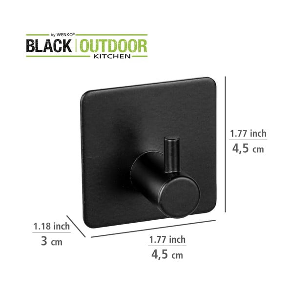 Fekete öntapadós rozsdamentes acél akasztó szett 2 db-os Black Outdoor Kitchen Ureo – Wenko-image-4