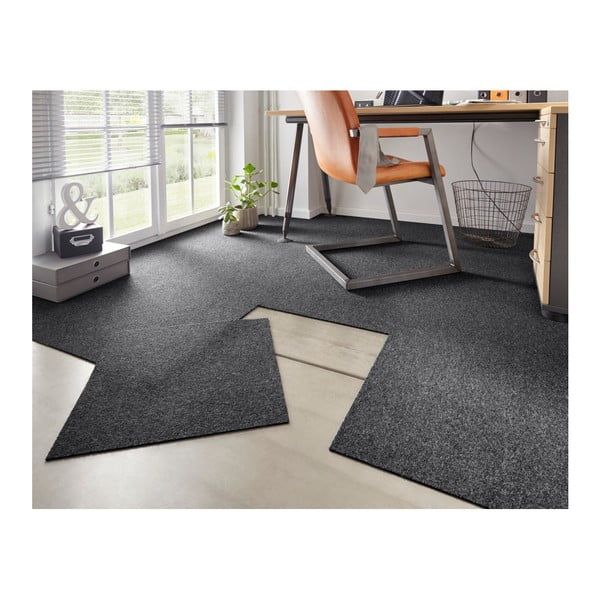Easy sötétszürke szőnyeg szett, 20 darab négyzet, 50 x 50 cm - Hanse Home