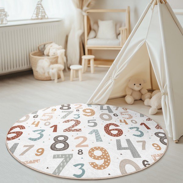 Mosható gyerek játszószőnyeg ø120 cm Happy Numbers – Mila Home-image-2