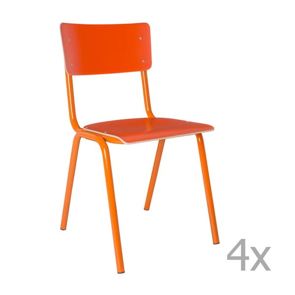 Back to School narancssárga szék, 4 db - Zuiver