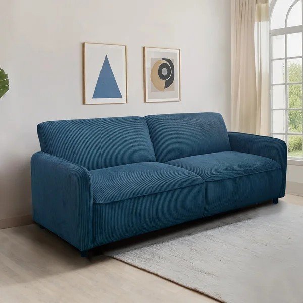 Kék kordbársony állítható-kinyitható kanapé 209 cm Alicia – Støraa-image-1