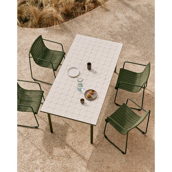 Acél kerti étkezőasztal 91x182 cm Maurina – Kave Home-image-3