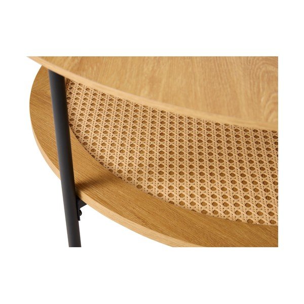 Natúr színű kerek dohányzóasztal tölgyfa dekorral ø 80 cm Pensacola – Unique Furniture-image-2