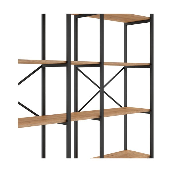 Fekete-natúr színű polcos állvány tölgyfa dekorral 144x175 cm Dusan – Marckeric-image-4