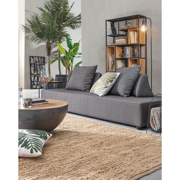 Szürke-natúr színű fém kerek dohányzóasztal ø 90 cm Lancaster – Bizzotto-image-3