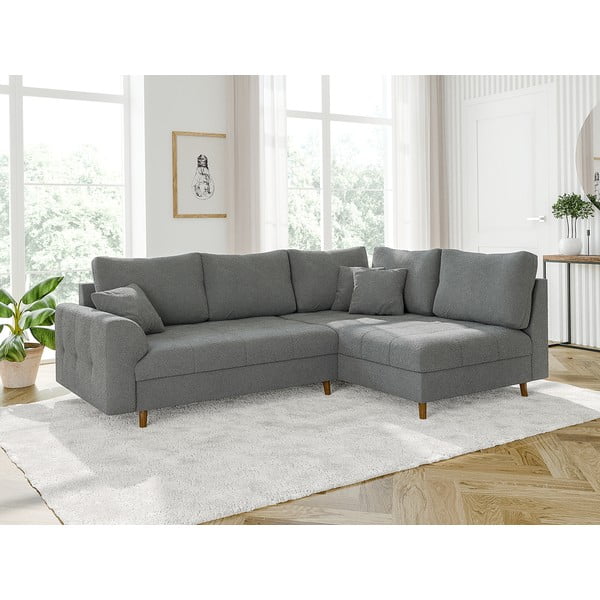 Szürke buklé sarokkanapé (jobb oldali-L alakú) Ariella – Ropez-image-3