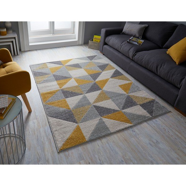 Urban Triangle szürke-sárga szőnyeg, 133 x 185 cm - Flair Rugs-image-4