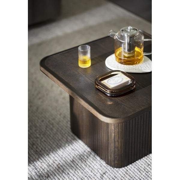 Sötétbarna dohányzóasztal tölgyfa dekorral ø 60 cm Sullivan – Rowico-image-1