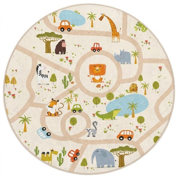 Mosható gyerek játszószőnyeg ø120 cm Savana Ride – Mila Home