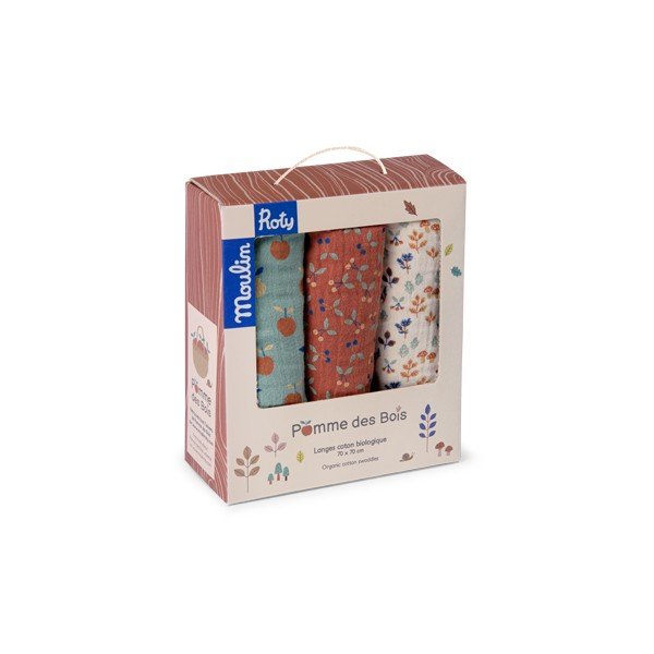 Muszlin pelenka készlet 3 db-os Pomme des Bois – Moulin Roty-image-1