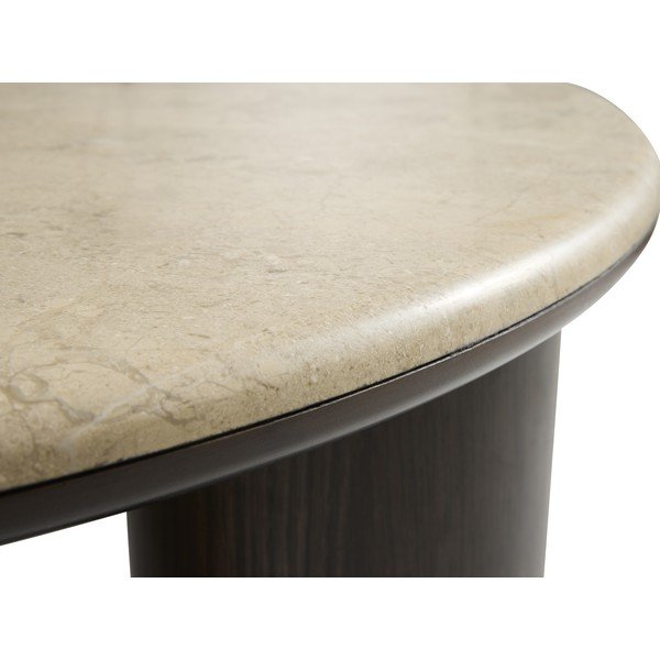 Sötét natúr színű kerek dohányzóasztal márvány asztallappal ø 90 cm Piazze – Unique Furniture-image-3