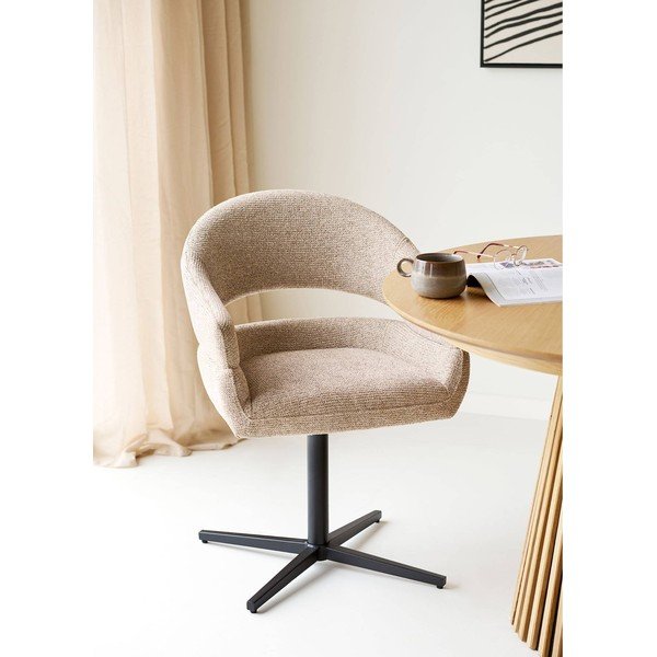 Bézs kárpitozott karfás étkezőfotel Dover – House Nordic-image-1