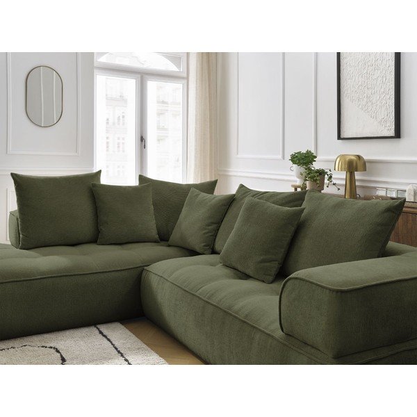 Zöld zsenília sarokkanapé (bal oldali-L alakú) Whesley – Bobochic Paris-image-4